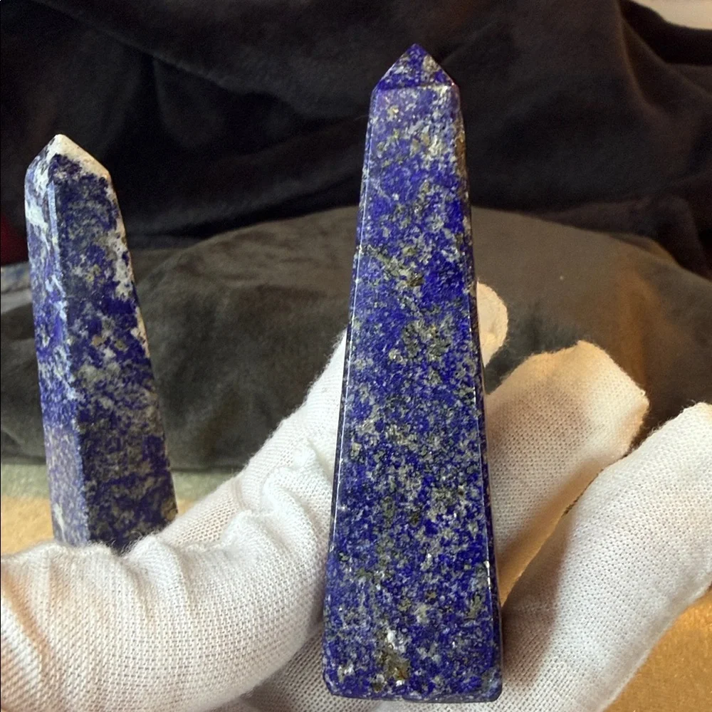 Bundle of 2 Earth Mined Polished Lapis Lazuli Points 3”-3.75” - Picture 8 of 11
